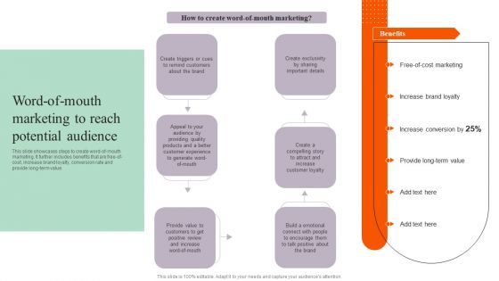 Word Of Mouth Marketing To Reach Potential Audience Summary PDF