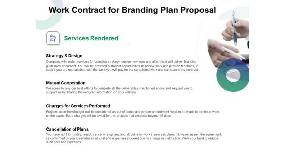 Work Contract For Branding Plan Proposal Ppt Show Themes PDF