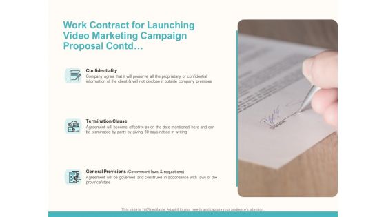 Work Contract For Launching Video Marketing Campaign Proposal Contd Ppt Infographics Template PDF