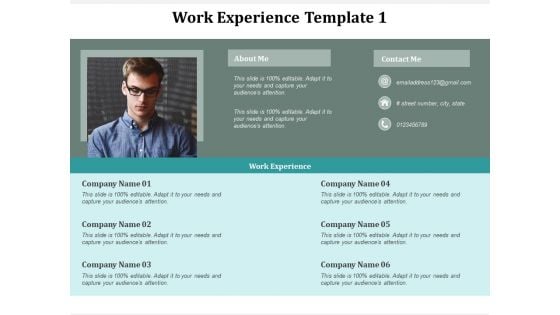 Work Experience Template Management Ppt Powerpoint Presentation Summary Picture Cpb