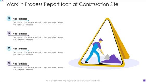 Work In Process Report Icon At Construction Site Guidelines PDF
