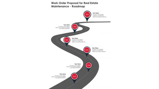 Work Order Proposal For Real Estate Maintenance Roadmap One Pager Sample Example Document