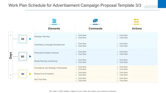 Work Plan Schedule For Advertisement Campaign Proposal Template Planning Formats PDF