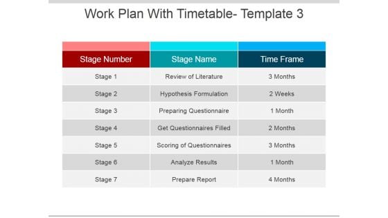 Work Plan With Timetable Template 3 Ppt PowerPoint Presentation Inspiration Portfolio