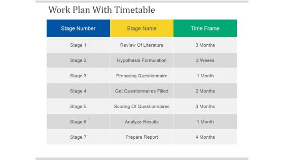 Work Plan With Timetable Template 3 Ppt PowerPoint Presentation Inspiration Slides