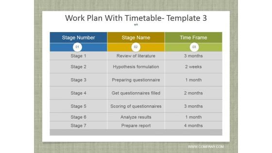 Work Plan With Timetable Template 3 Ppt PowerPoint Presentation Inspiration Styles