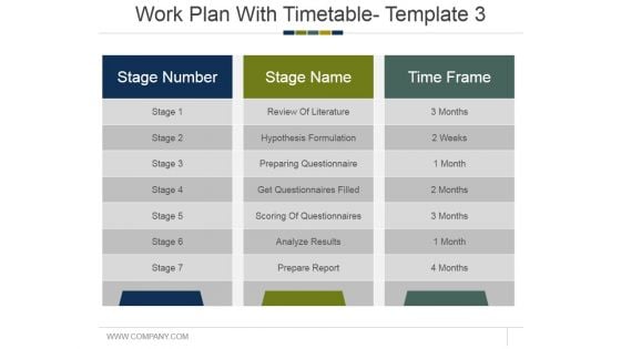 Work Plan With Timetable Template 3 Ppt PowerPoint Presentation Show Vector