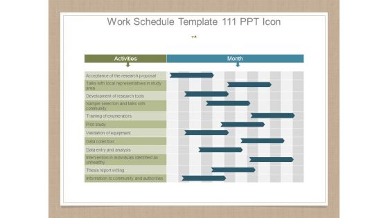 Work Schedule Template 111 Ppt Icon