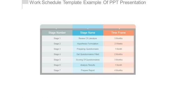 Work Schedule Template Example Of Ppt Presentation