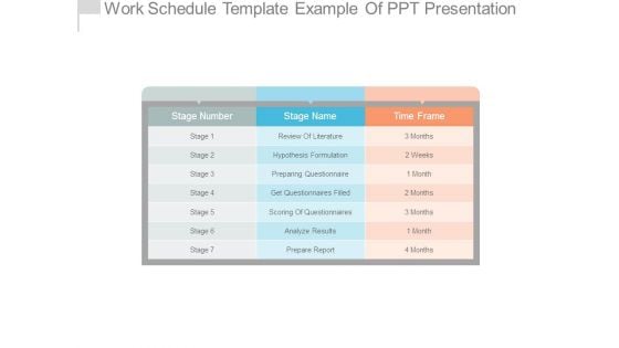 Work Schedule Template Example Of Ppt Presentation