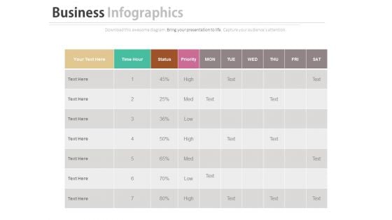 Work Sheet For Daily Activity Plan Schedule Powerpoint Slides