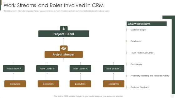 Work Streams And Roles Involved In CRM Strategies To Improve Customer Sample PDF