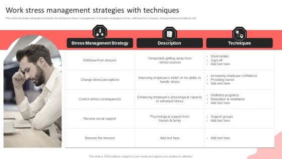 Work Stress Management Strategies With Techniques Professional PDF