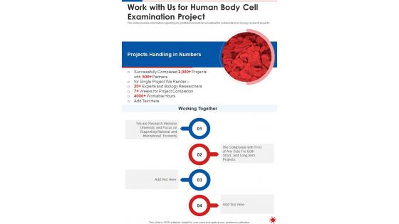 Work With Us For Human Body Cell Examination Project One Pager Sample Example Document Work With Us For Human Body Cell Examination Project One Pager Sample Example Document