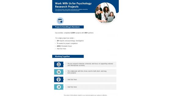 Work With Us For Psychology Research Projects One Pager Sample Example Document