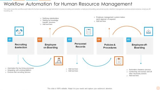Workflow Automation For Human Resource Management Infographics PDF