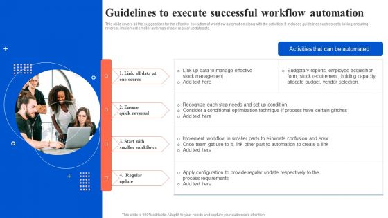 Workflow Automation For Optimizing Organizational Processes Guidelines To Execute Successful Workflow Slides PDF