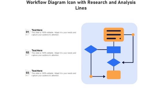 Workflow Diagram Icon With Research And Analysis Lines Ppt PowerPoint Presentation Icon Show PDF