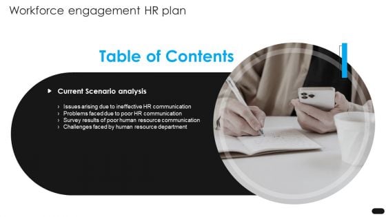 Workforce Engagement HR Plan Table Of Contents Infographics PDF