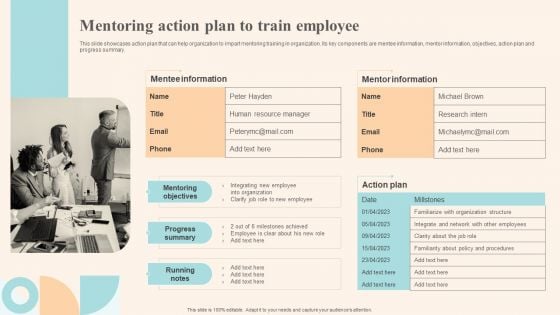 Workforce Growth And Improvement Mentoring Action Plan To Train Employee Template PDF