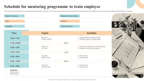 Workforce Growth And Improvement Schedule For Mentoring Programme To Train Employee Pictures PDF