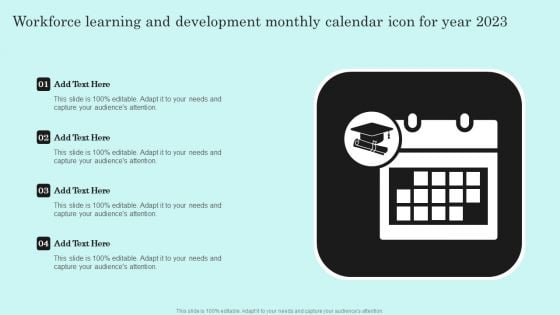 Workforce Learning And Development Monthly Calendar Icon For Year 2023 Graphics PDF