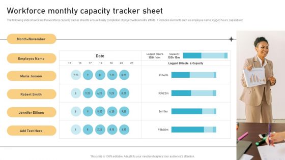 Workforce Monthly Capacity Tracker Sheet Background PDF