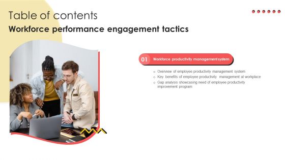 Workforce Performance Engagement Tactics Table Of Contents Brochure PDF
