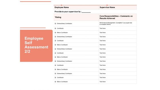 Workforce Planning System Employee Self Assessment Rating Ppt PowerPoint Presentation Summary Topics PDF