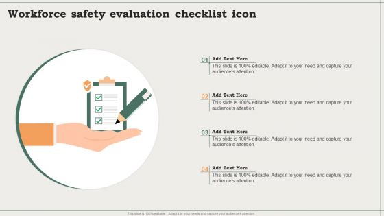 Workforce Safety Evaluation Checklist Icon Ppt PowerPoint Presentation Summary Show PDF