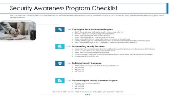 Workforce Security Realization Coaching Plan Security Awareness Program Checklist Background PDF