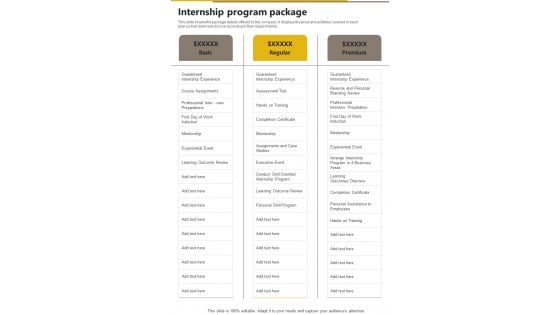 Workforce Training And Development Program Internship Program Package One Pager Sample Example Document