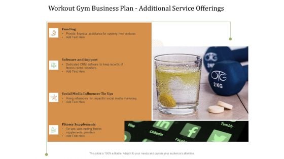 Workout Gym Business Plan Additional Service Offerings Ppt Slides Mockup PDF