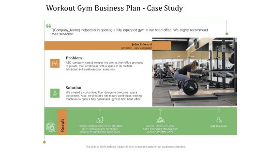 Workout Gym Business Plan Case Study Ppt Model Show PDF