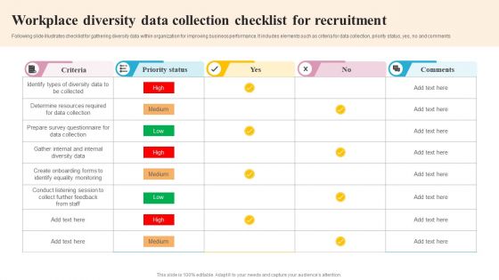 Workplace Diversity Data Collection Checklist For Recruitment Ideas PDF