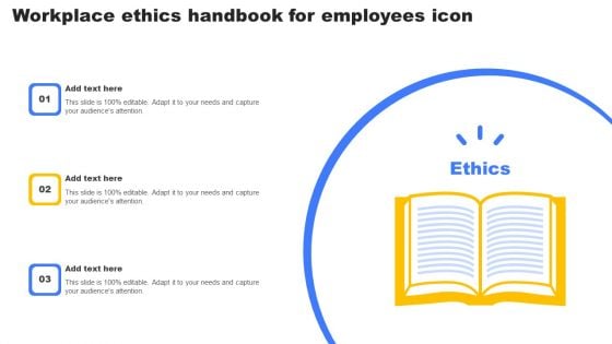 Workplace Ethics Handbook For Employees Icon Demonstration PDF