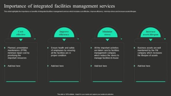 Workplace Facility Management Services Company Importance Of Integrated Facilities Management Services Portrait PDF Workplace Facility Management Services Company Importance Of Integrated Facilities Management Services Portrait PDF