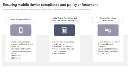 Workplace Portable Device Monitoring And Administration Ensuring Mobile Device Compliance And Policy Enforcement Mockup PDF