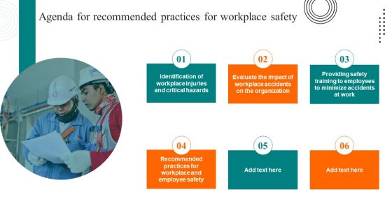 Workplace Safety Best Practices Agenda For Recommended Practices Inspiration PDF