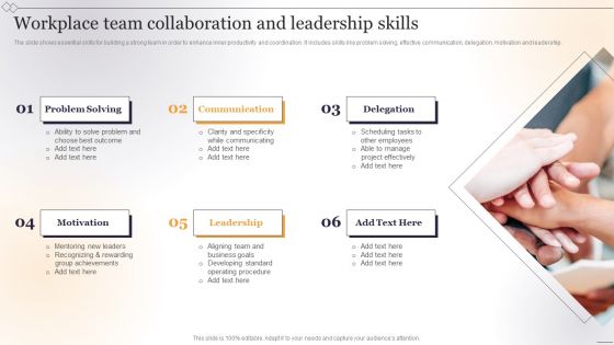 Workplace Team Collaboration And Leadership Skills Ideas PDF