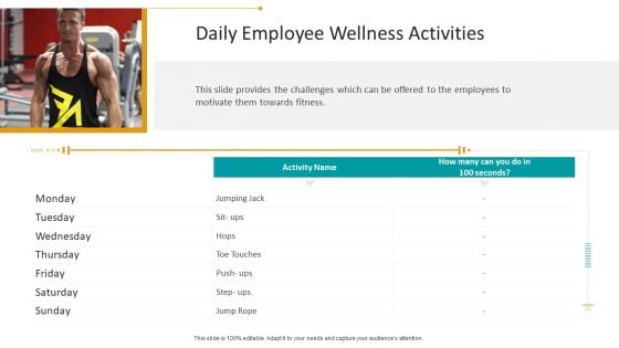 Workplace Wellness Daily Employee Wellness Activities Background PDF