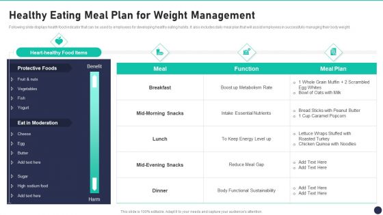 Workspace Wellness Playbook Healthy Eating Meal Plan For Weight Management Topics PDF