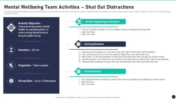 Workspace Wellness Playbook Mental Wellbeing Team Activities Shut Out Distractions Inspiration PDF