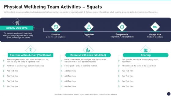 Workspace Wellness Playbook Physical Wellbeing Team Activities Squats Ideas PDF