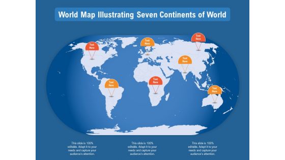 World Map Illustrating Seven Continents Of World Ppt PowerPoint Presentation File Summary PDF