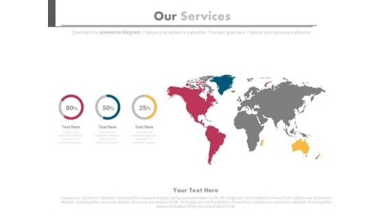 World Map Our Services Diagram Powerpoint Slides