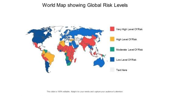 World Map Showing Global Risk Levels Ppt PowerPoint Presentation Professional Display