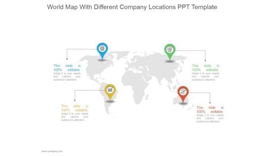 World Map With Different Company Locations Ppt PowerPoint Presentation Templates