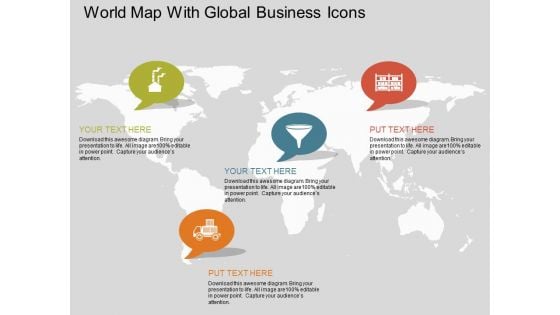 World Map With Global Business Icons Powerpoint Template World Map With Global Business Icons Powerpoint Template