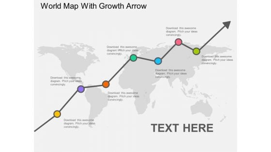 World Map With Growth Arrow Powerpoint Template World Map With Growth Arrow Powerpoint Template